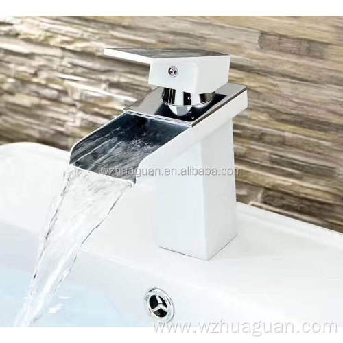 Painting White Basin Waterfall Faucet